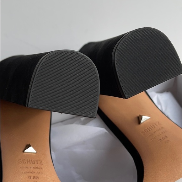 Schutz Enida Black Nubuck Ankle Strap Heels NEW - Picture 11 of 12